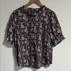 Talbots Purple and White Floral Blouse